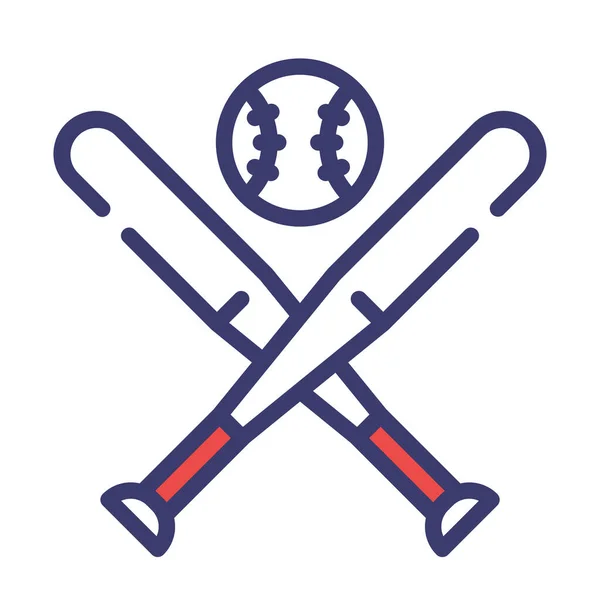 Icono Bola Dura Béisbol Americano Estilo Contorno Lleno — Vector de stock