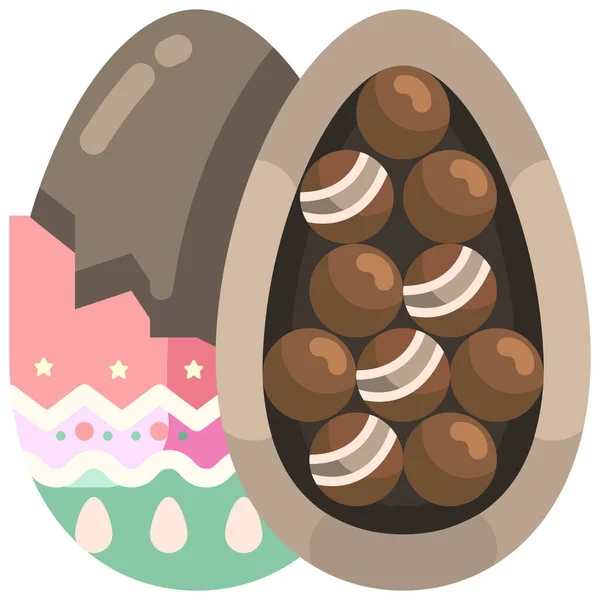 Icône Pâques Décoration Chocolat Dans Style Plat — Image vectorielle