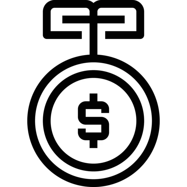 Bankieren Business Coin Icoon Outline Stijl — Stockvector