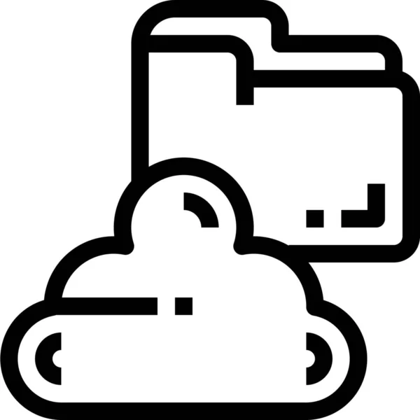 Nube Conectar Icono Documento Estilo Esquema — Archivo Imágenes Vectoriales