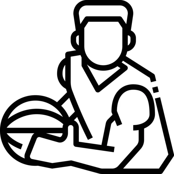 Icône Homme Avatar Basket Ball Dans Style Outline — Image vectorielle