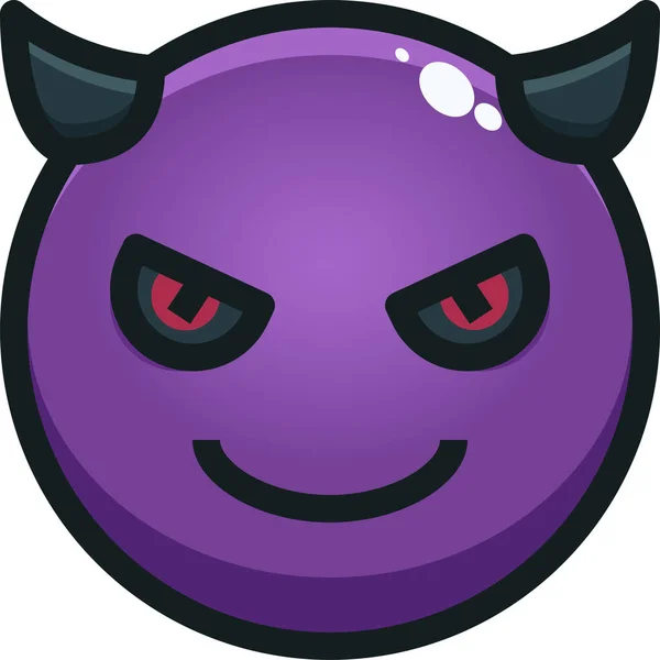 Demon Emoji Emotion Icon Filled Outline Style — Stock Vector