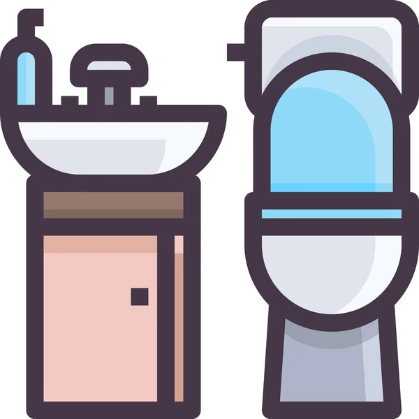 Fürdőszoba Bútor Belső Ikon Kitöltött Vázlat Stílus — Stock Vector