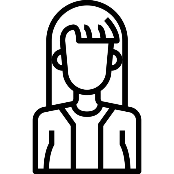 Avatar Icono Gente Femenina Estilo Esquema — Vector de stock