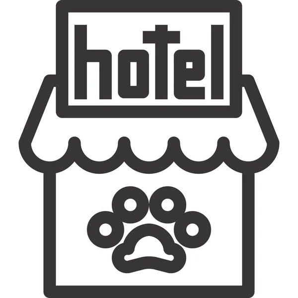 Hotel Pet Shop Ikona Stylu Osnovy — Stockový vektor