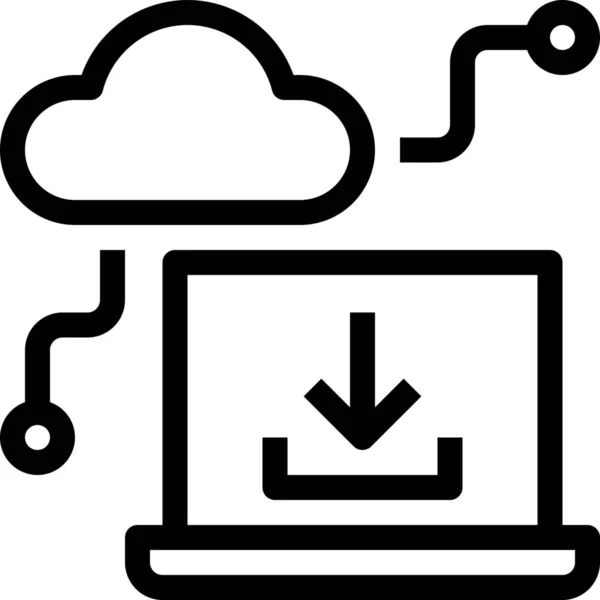 云端计算机数据图标 轮廓样式 — 图库矢量图片