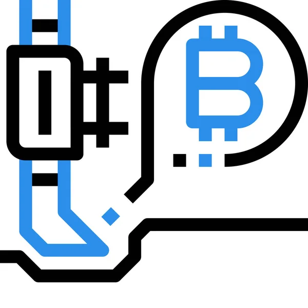 Bitcoin Moneda Cavar Icono Estilo Esquema — Vector de stock