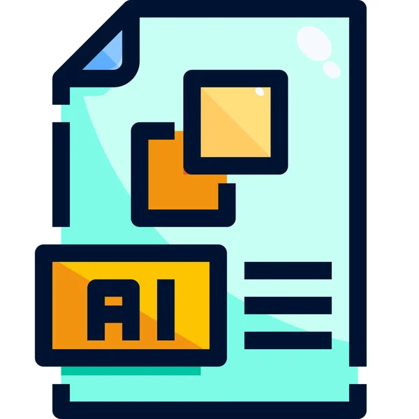 Icona Formato File Documento Stile Contorno Riempito — Vettoriale Stock