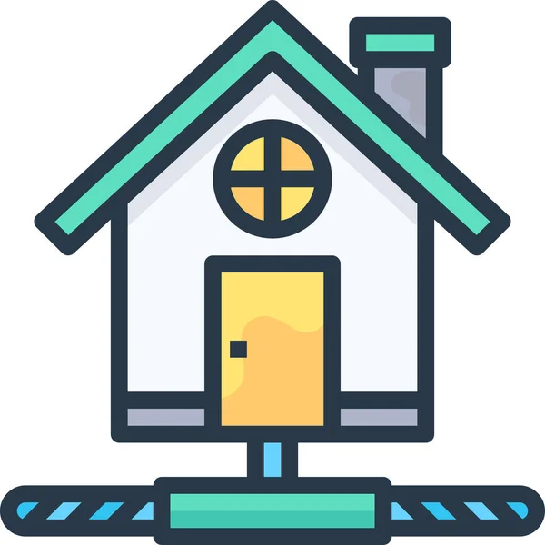 Building Home House Icon Filled Outline Style — Stock Vector