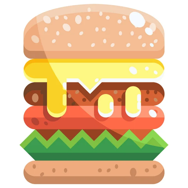 Burger Eat Food Icon Flat Style — Stock Vector