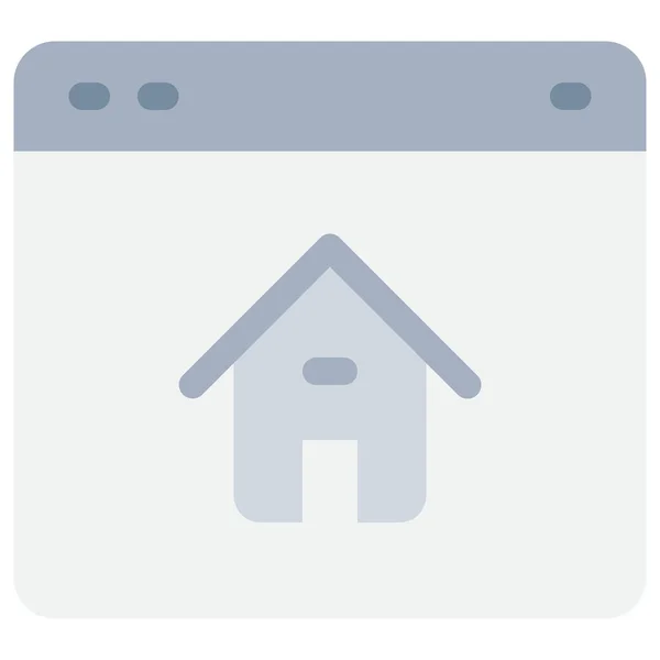 Icona Della Proprietà Immobiliare Del Browser Stile Flat — Vettoriale Stock
