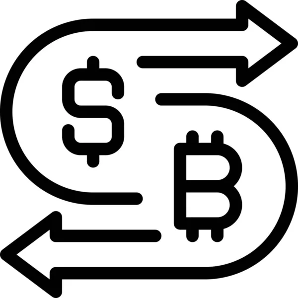 Arrow Bitcoin Btc Icon Outline Style — Stock Vector