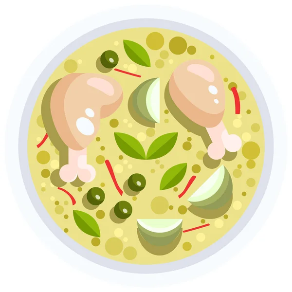 Curry Food Gai Icon Flat Style — Stock Vector