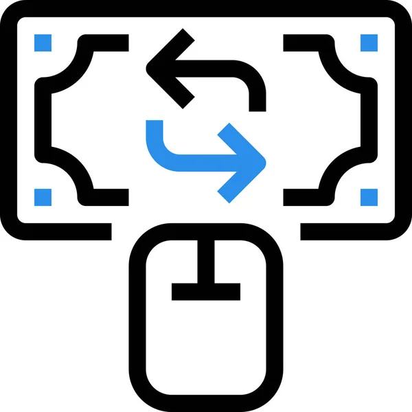 Banco Haga Clic Icono Intercambio Estilo Esquema — Vector de stock