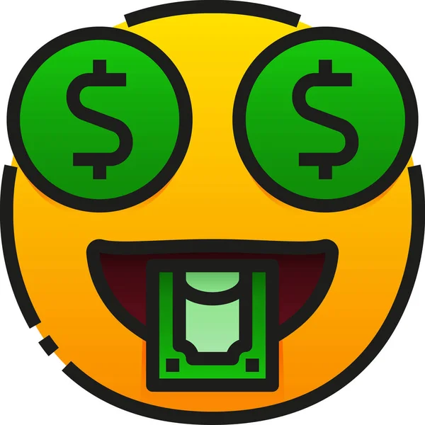 Peníze Dolar Emoji Ikona — Stockový vektor