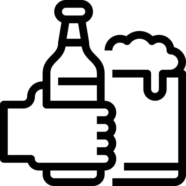 Alkoholos Sör Ital Ikon Körvonalazott Stílusban — Stock Vector