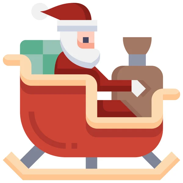 Trineo Santa Xmas Icono — Vector de stock