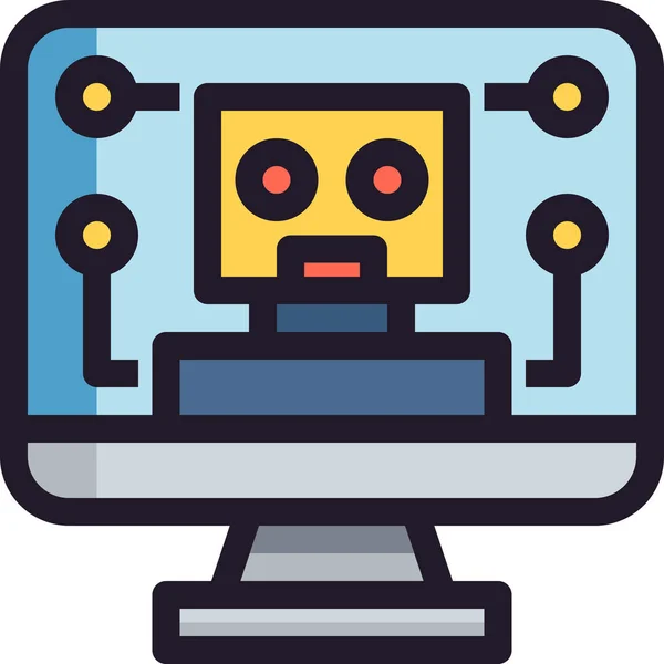 Bot Chatbot Számítógép Ikon Kitöltött Vázlat Stílus — Stock Vector