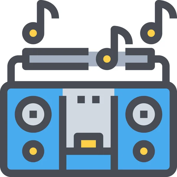 Boombox Cassette Speler Muziek Icoon Gevulde Omtrek Stijl — Stockvector