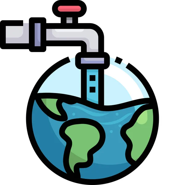 Icono Ecología Grifo Agua — Vector de stock