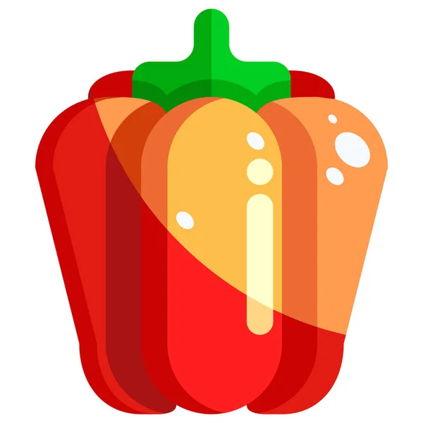 Paprika Gesund Symbol Flachen Stil — Stockvektor