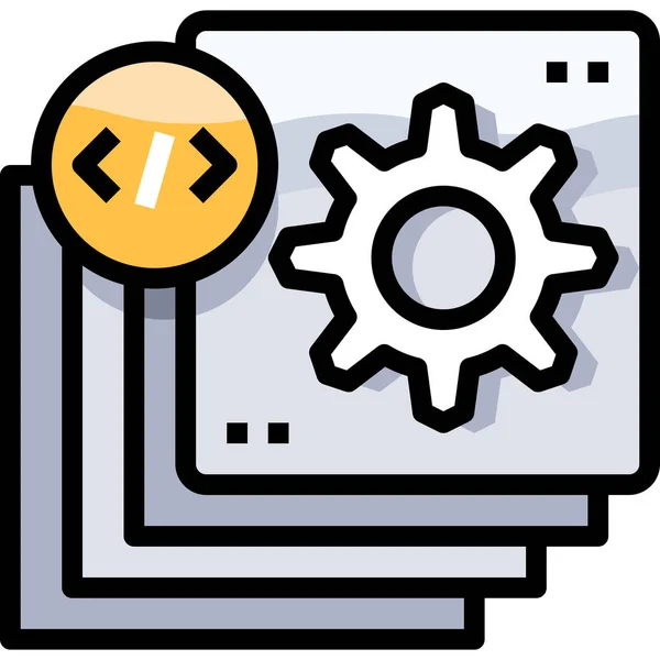 Codificación Desarrollar Icono Desarrollo Estilo Contorno Lleno — Archivo Imágenes Vectoriales