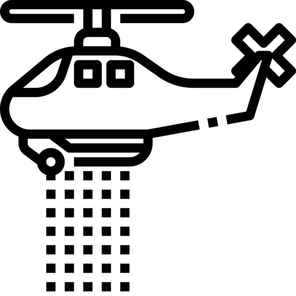 Icône Copter Hélicoptère Avion Dans Style Contour — Image vectorielle