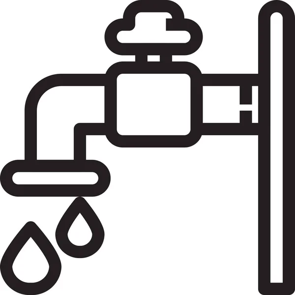 Icono Agua Tubería Del Grifo Estilo Del Esquema — Vector de stock