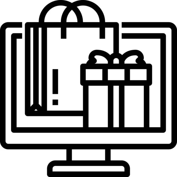 Monitor Box Gift Icoon — Stockvector
