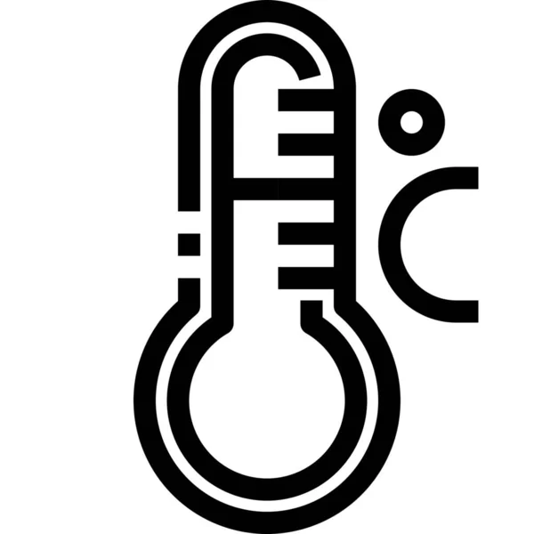 Icône Mercure Degrés Celsius Dans Style Contour — Image vectorielle