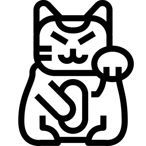 Gato Japón Japonés Icono Contorno Estilo — Vector de stock