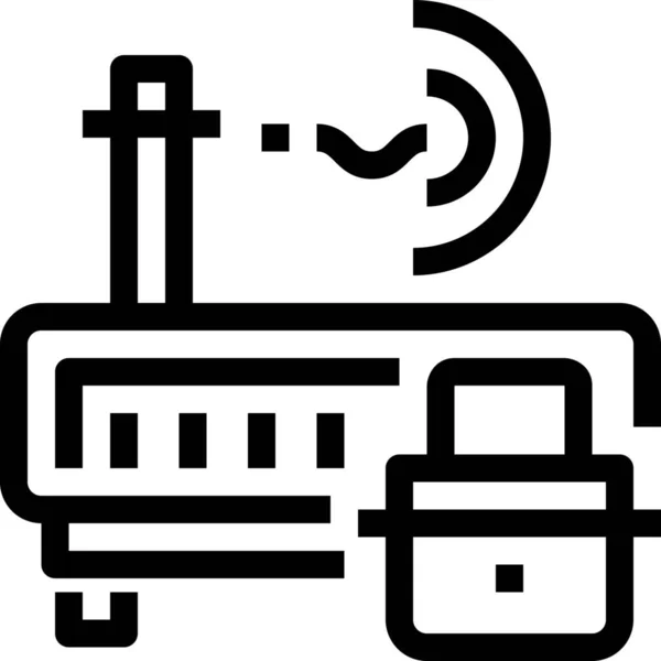 Verbinde Vorhängeschloss Router Symbol Outline Stil — Stockvektor
