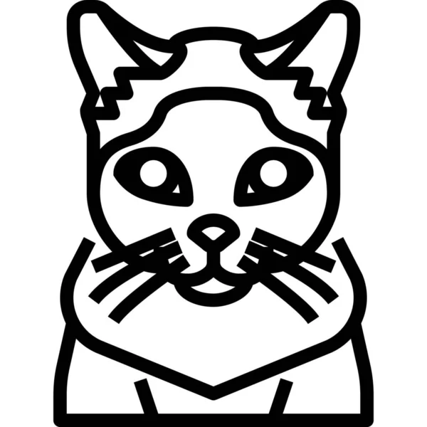 Ícone Gato Avatar Animal Estilo Esboço — Vetor de Stock