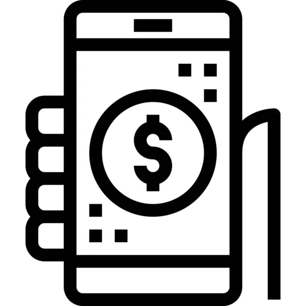 Ikona Bankovních Mobilních Peněz Stylu Osnovy — Stockový vektor