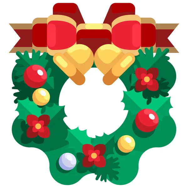 Ornamento Arco Icona Natale Stile Piatto — Vettoriale Stock