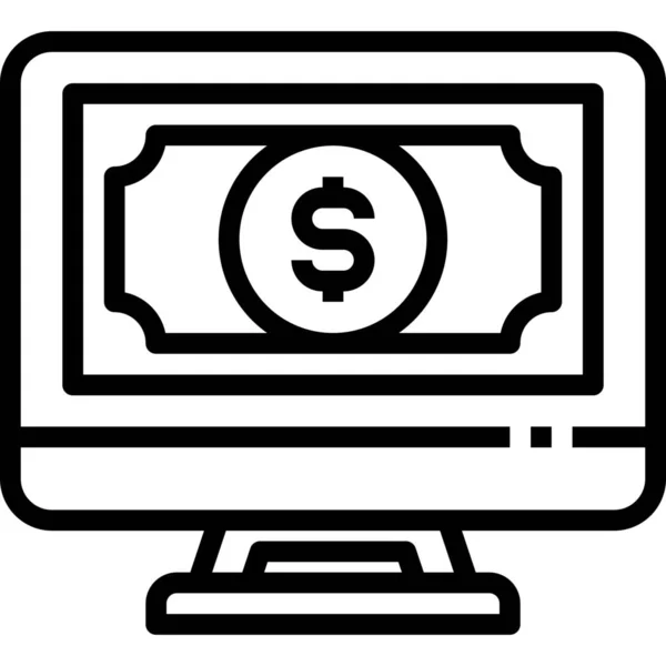 Monitor Icono Pago Dinero — Vector de stock