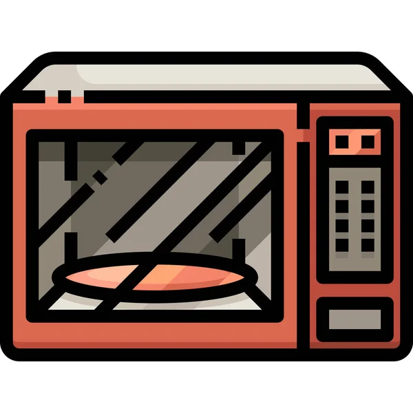 Icono Calefacción Electrónica Cocina Estilo Contorno Lleno — Vector de stock