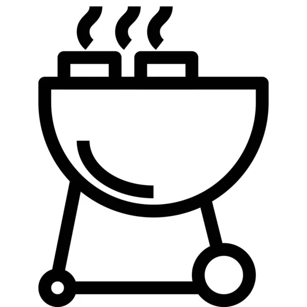 Barbecue Bbq Koken Pictogram Omtrek Stijl — Stockvector