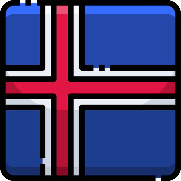 Counrty Bandeira Iceland Ícone Estilo Esboço Preenchido — Vetor de Stock
