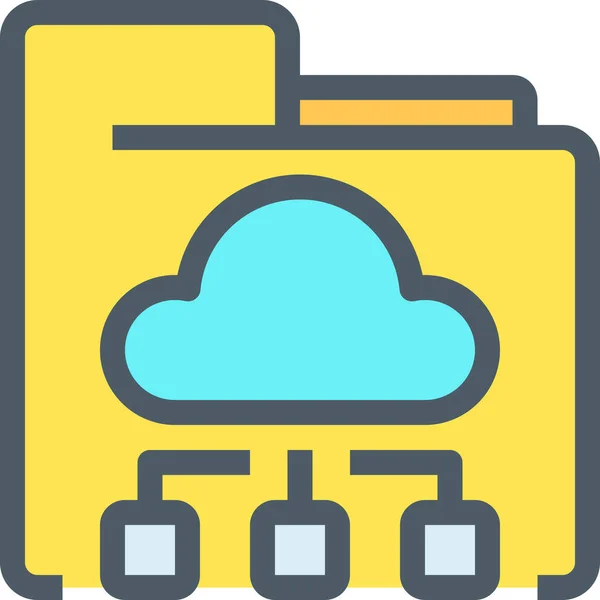 Business Cloud Database Icon Estilo Esquema Rellenado — Archivo Imágenes Vectoriales