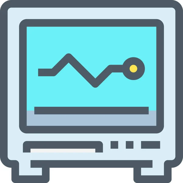 Icône Hôpital Soins Santé Cardiogramme Dans Style Contour Rempli — Image vectorielle