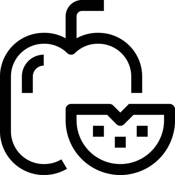 Icône Dîner Petit Déjeuner Pomme Dans Style Outline — Image vectorielle