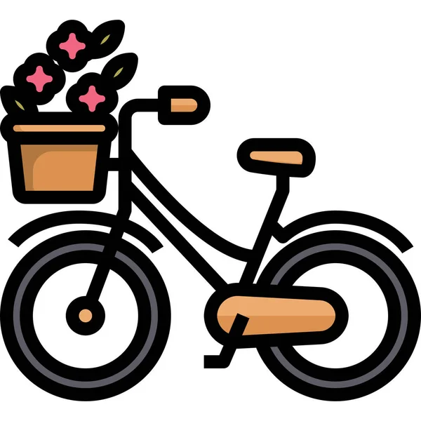 Bicicleta Bicicleta Icono Flor Categoría Primavera — Vector de stock