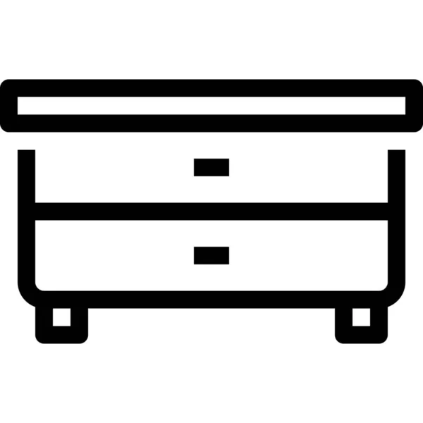 Ikon Furniture Laci Dekorasi Dalam Gaya Outline - Stok Vektor