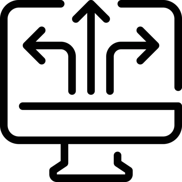 箭头业务计算机图标的轮廓风格 — 图库矢量图片