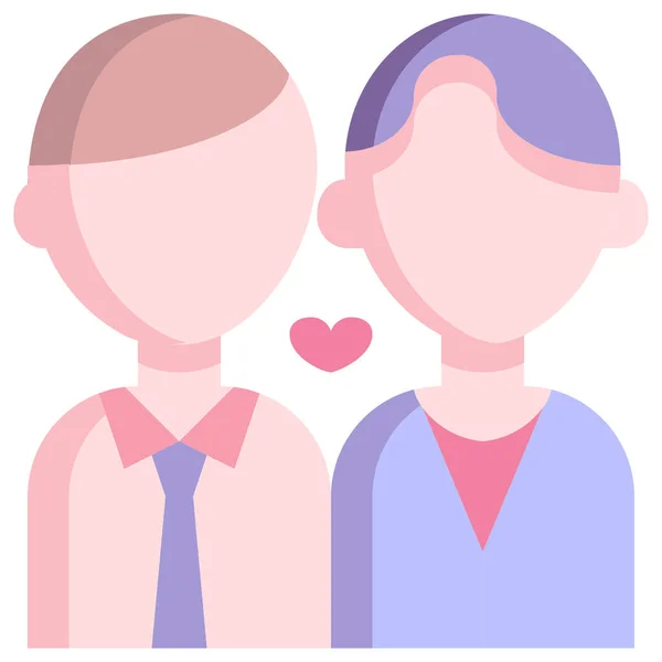 Garçon Couple Coeur Icône Dans Style Plat — Image vectorielle
