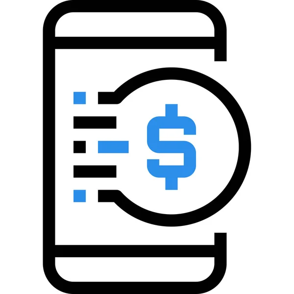 Banking Ikone Für Mobiles Geld Outline Stil — Stockvektor