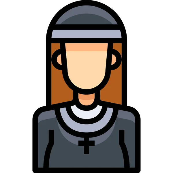 Avatar Female People Icon Filled Outline Style — Stock Vector