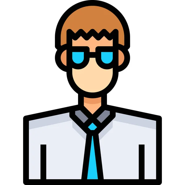 Academic Avatar Male Icon Filled Outline Style — Stock Vector