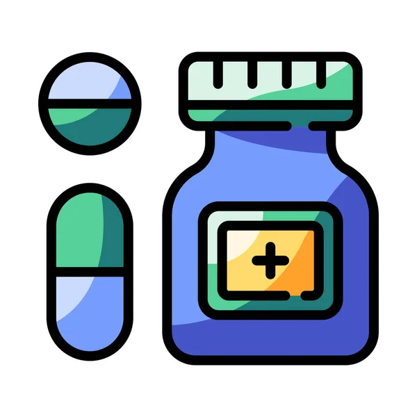 Medicatie Gezondheid Pijnstiller Pictogram — Stockvector